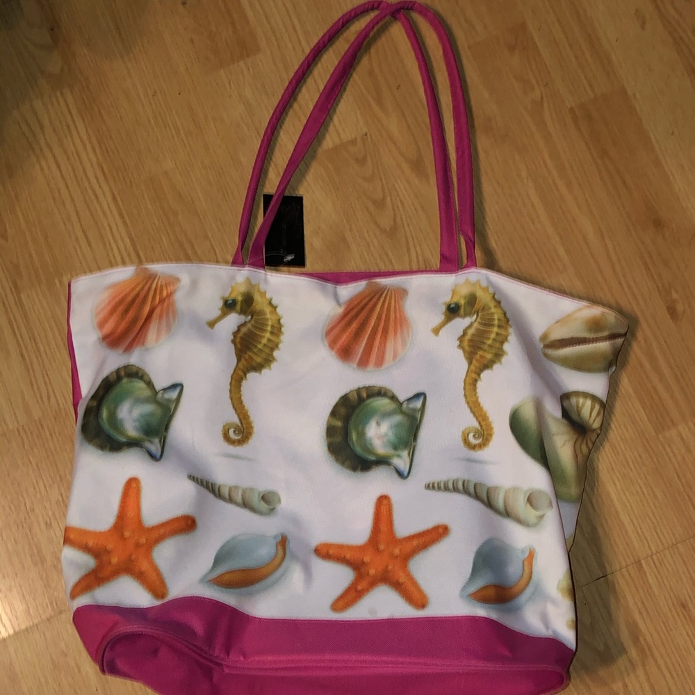 HUGE ZIPPER BEACH BAG STRAPS NWT GREAT SIZE/color